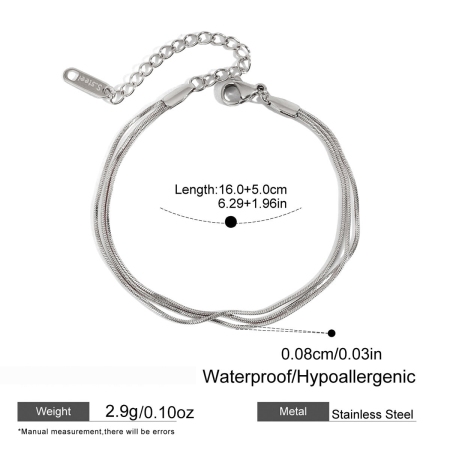 Bracelet chaîne simple en acier inoxydable étanche avec zircon pour femme