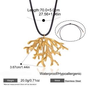 Colliers Pendentifs Pour Femmes En Acier Inoxydable, Couleur Or, En Forme De Corail, Étanches h5