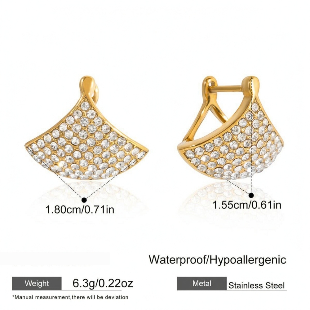 Boucles D'Oreilles Créoles Simples En Acier Inoxydable, Étanches, Couleur Or, Avec Strass, Pour Femmes 
