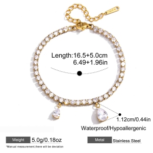 Bracelets À Breloques Pour Femmes, Luxueux, En Acier Inoxydable Étanche, Couleur Or, Ornés De Zircon. h5