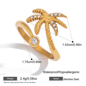 Ensembles De Colliers Pour Femmes En Acier Inoxydable Doré, En Forme De Cocotier, Style Océanique h5 