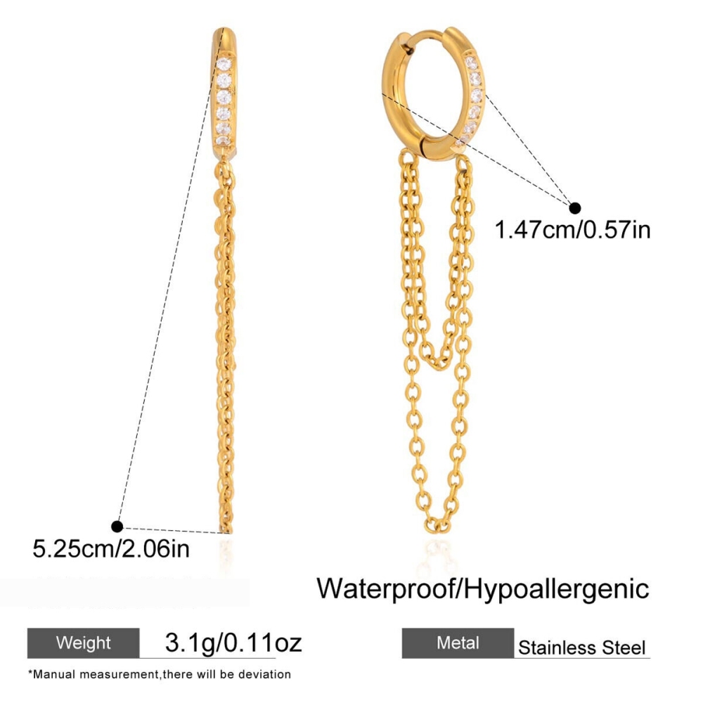 Boucles D'Oreilles Pendantes Pour Femmes, En Acier Inoxydable Imperméable Avec Strass Et Pompon 