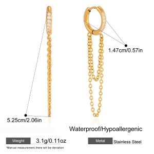 Boucles D'Oreilles Pendantes Pour Femmes, En Acier Inoxydable Imperméable Avec Strass Et Pompon h5 