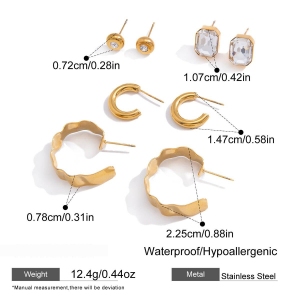 Boucles D'Oreilles Classiques Rondes En Acier Inoxydable Étanche, Couleur Or, Avec Zircon Pour Femmes h5