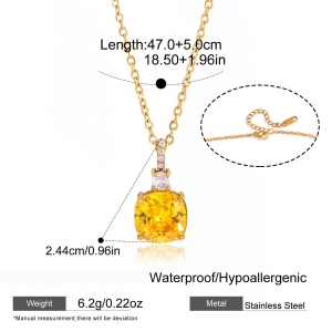 Colliers Pendentifs Rectangulaires Simples En Acier Inoxydable Étanche Couleur Or Pour Femmes h5 