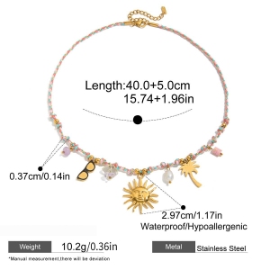 Colliers Pendentifs Pour Femmes Sweet Sun En Acier Inoxydable Étanche Couleur Or De La Série Romantique h5 