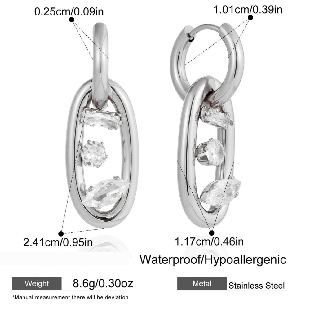 Boucles D'Oreilles Pendantes Pour Femmes, En Acier Inoxydable Imperméable, Couleur Or, Forme Simple Et Irrégulière, Serties De Zircon. 