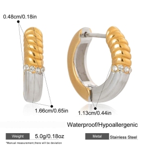 Boucles D'Oreilles Créoles Pour Femmes En Acier Inoxydable Étanche, Ornées De Strass Multicolores. h5