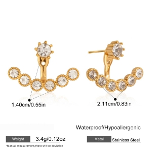Boucles D'Oreilles Puces Pour Femmes, En Acier Inoxydable, Étanches, Couleur Or, Ornées De Strass Et De Fleurs Simples. h5
