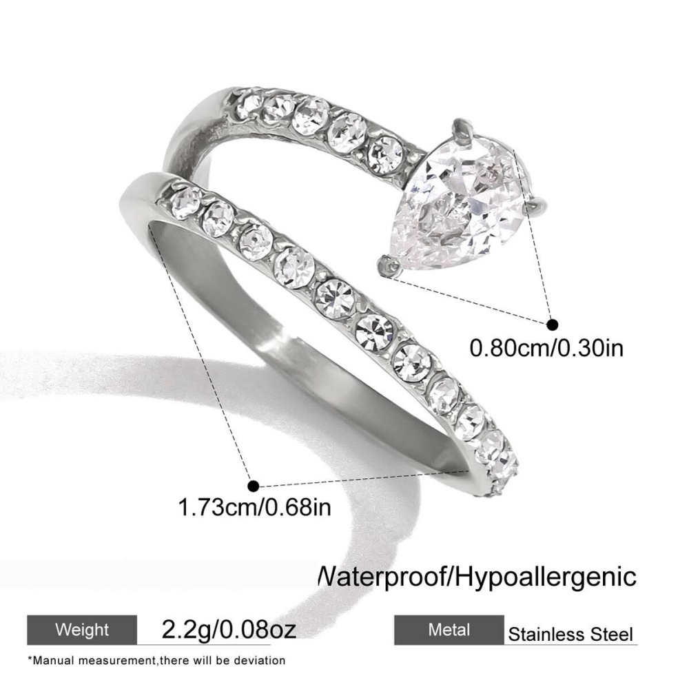 Bagues Pour Femmes En Acier Inoxydable, Étanches, Couleur Or, Ornées De Strass Et De Zircon. 