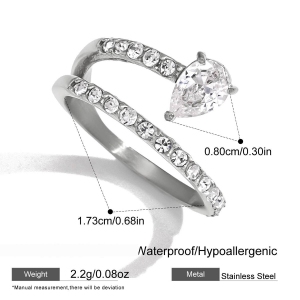 Bagues Pour Femmes En Acier Inoxydable, Étanches, Couleur Or, Ornées De Strass Et De Zircon. h5 