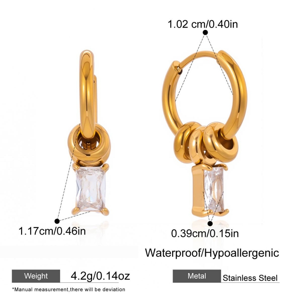Boucles D'Oreilles Pendantes Pour Femme, Simples Et Rondes, En Acier Inoxydable, Étanches, Couleur Or, Avec Zircon. 