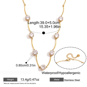 Colliers De Perles Simples En Acier Inoxydable Étanche Couleur Or Avec Zircon Pour Femmes h5 