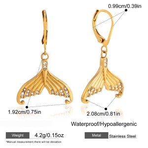 Ensembles De Colliers Pour Femmes En Acier Inoxydable Doré, Forme Sirène, Étanches, Sur Le Thème Des Vacances h5