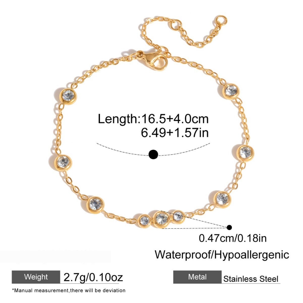 Bracelet À Breloques Pour Femme En Acier Inoxydable Étanche, Forme Soleil, Couleur Or, Zircon. 