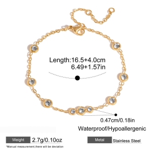 Bracelet À Breloques Pour Femme En Acier Inoxydable Étanche, Forme Soleil, Couleur Or, Zircon. h5 