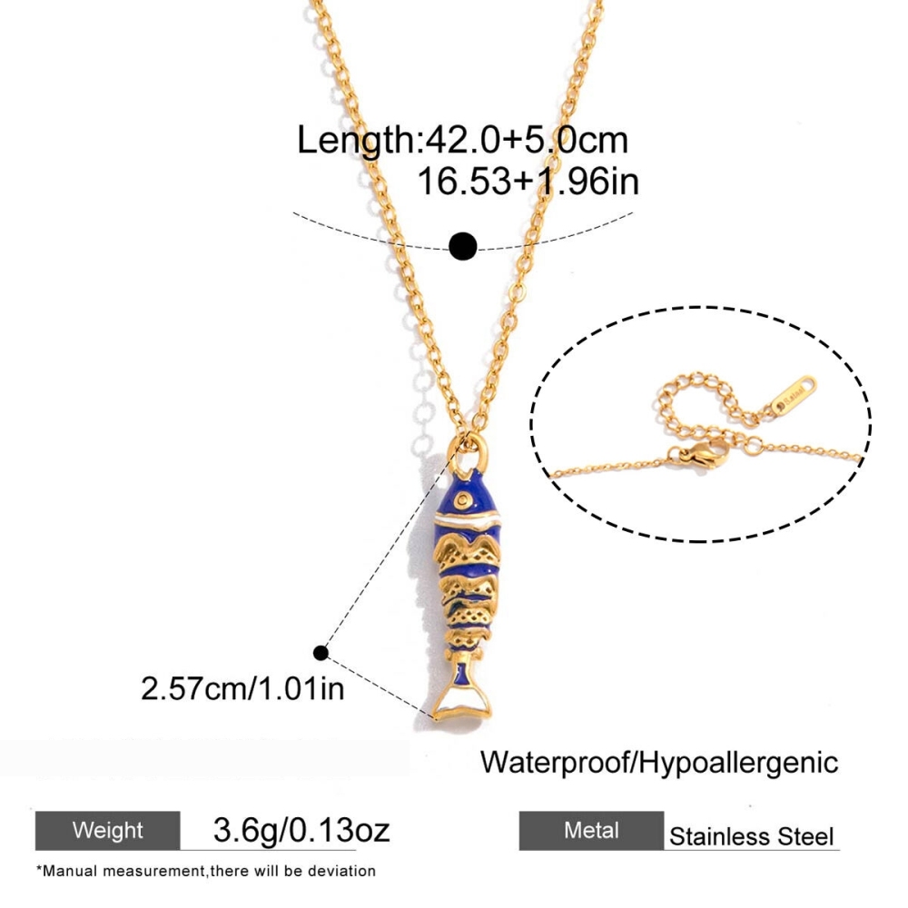 Colliers Pendentifs Pour Femmes En Acier Inoxydable, Couleur Or, Motif Poisson Émaillé, Motif Vacances 