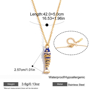 Colliers Pendentifs Pour Femmes En Acier Inoxydable, Couleur Or, Motif Poisson Émaillé, Motif Vacances h5 