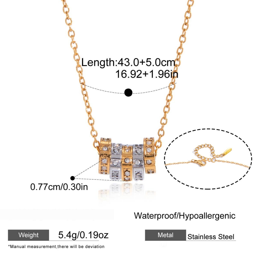 Colliers Pendentifs Pour Femmes En Acier Inoxydable, Couleur Or, Avec Zircon Et Forme Un Cercle Simple 