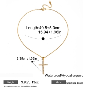 Colliers Pendentifs Pour Femmes En Acier Inoxydable En Forme De Croix, Étanches, Couleur Or Et Zircon h5