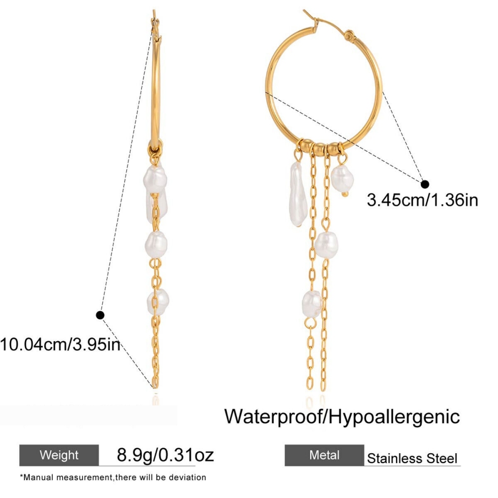 Boucles D'Oreilles Pendantes Élégantes Et Luxueuses À Pompons, En Acier Inoxydable Imperméable, Couleur Or, Pour Femme.