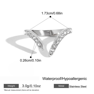 Bagues Pour Femmes En Acier Inoxydable Étanche, Forme Irrégulière, Serties De Zircon. h5 