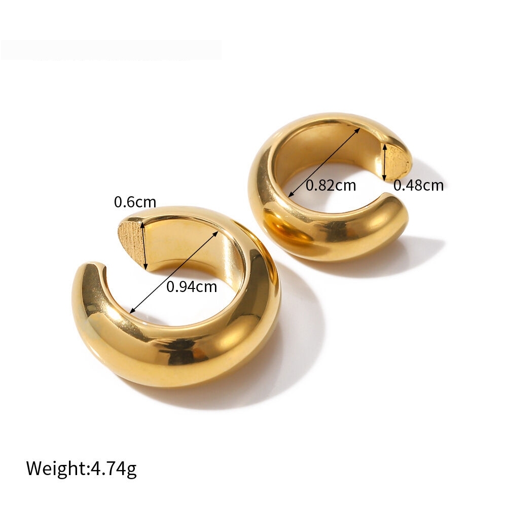 Boucles D'Oreilles Classiques Rondes En Acier Inoxydable Étanche, Couleur Or, Avec Zircon Pour Femmes