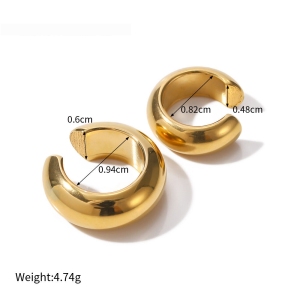 Boucles D'Oreilles Classiques Rondes En Acier Inoxydable Étanche, Couleur Or, Avec Zircon Pour Femmes h5