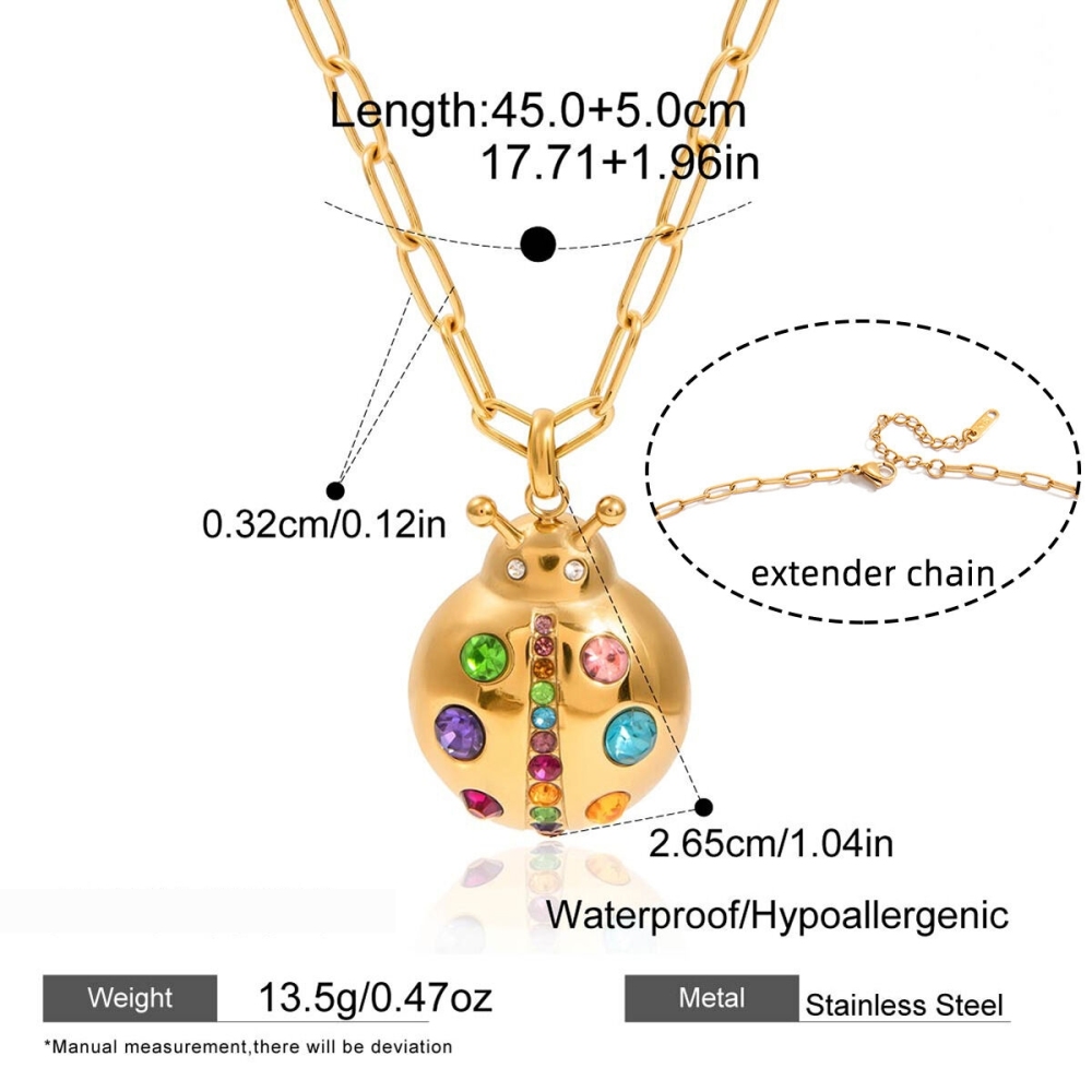 Colliers Pendentifs Pour Femmes En Acier Inoxydable, Couleur Or, Avec Strass, En Forme D'Insectes Mignons