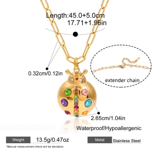 Colliers Pendentifs Pour Femmes En Acier Inoxydable, Couleur Or, Avec Strass, En Forme D'Insectes Mignons h5