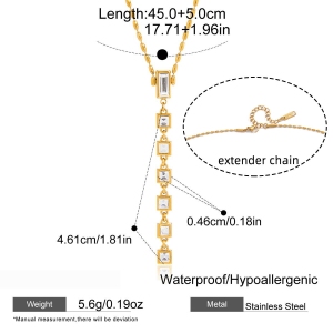 Colliers Pendentifs Pour Femmes, Luxueux Et Élégants, En Acier Inoxydable, Étanches, Couleur Or, Avec Zircon, En Forme De Y. h5 