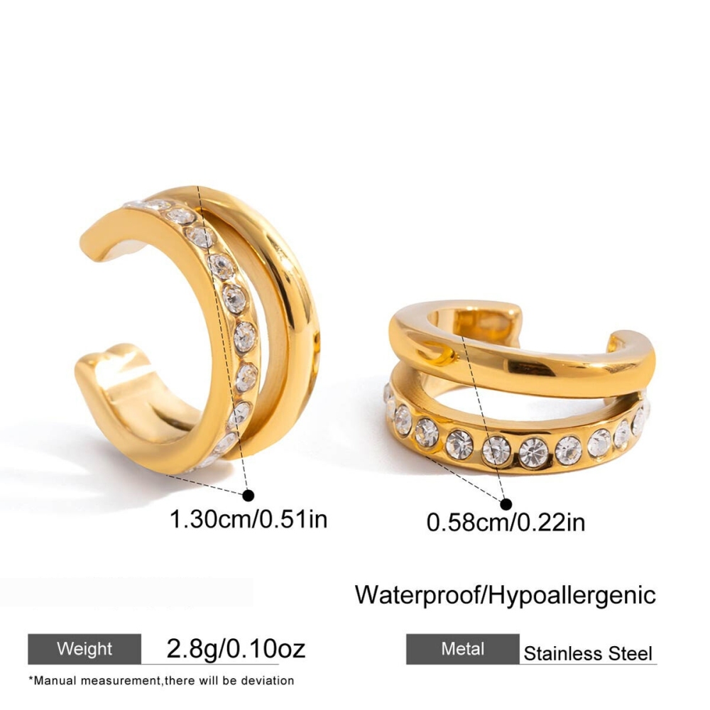 Boucles D'Oreilles Pendantes Pour Femme, En Acier Inoxydable Doré, Ornées De Strass Et Représentant Un Cœur Simple. 