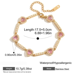 Bracelets De Perles Luxueux Et Élégants En Acier Inoxydable, Couleur Or, Avec Zircon En Forme De Cœur. h5 