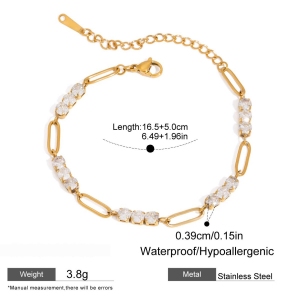 Bracelet Chaîne Simple En Acier Inoxydable Étanche Couleur Or Avec Zircon Pour Femme h5