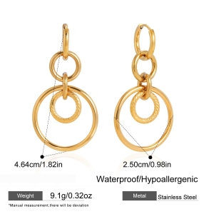 Boucles D'Oreilles Pendantes Pour Femmes, Style Cercle Simple, En Acier Inoxydable Doré Et Imperméable h5