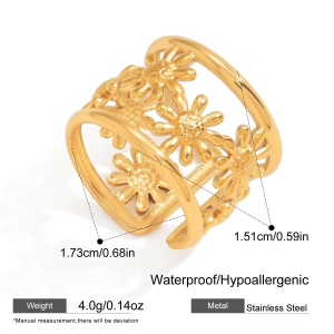 Ensembles De Bracelets Pour Femmes En Acier Inoxydable Doré, Ornés De Fleurs Romantiques Et Multicolores. h5 