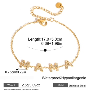 Ensembles De Colliers Pour Femmes Avec Lettres Classiques, En Acier Inoxydable, Étanches, Couleur Or Et Strass, Pour La Fête Des Mères h5