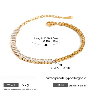 Bracelets De Perles Luxueux Et Simples Pour Femmes, En Acier Inoxydable Étanche, Couleur Or, Ornés De Zircon. h5 