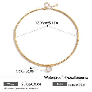 Colliers Pendentifs Pour Femmes En Acier Inoxydable, Étanches, Couleur Or, Avec Zircon Et Motif Goutte Simple h5