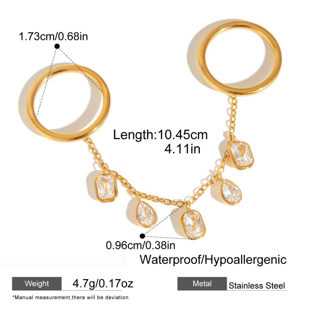 Bagues Pour Femmes Luxueuses Et Sexy À Pompon, En Acier Inoxydable Étanche Couleur Or Et Zircon.