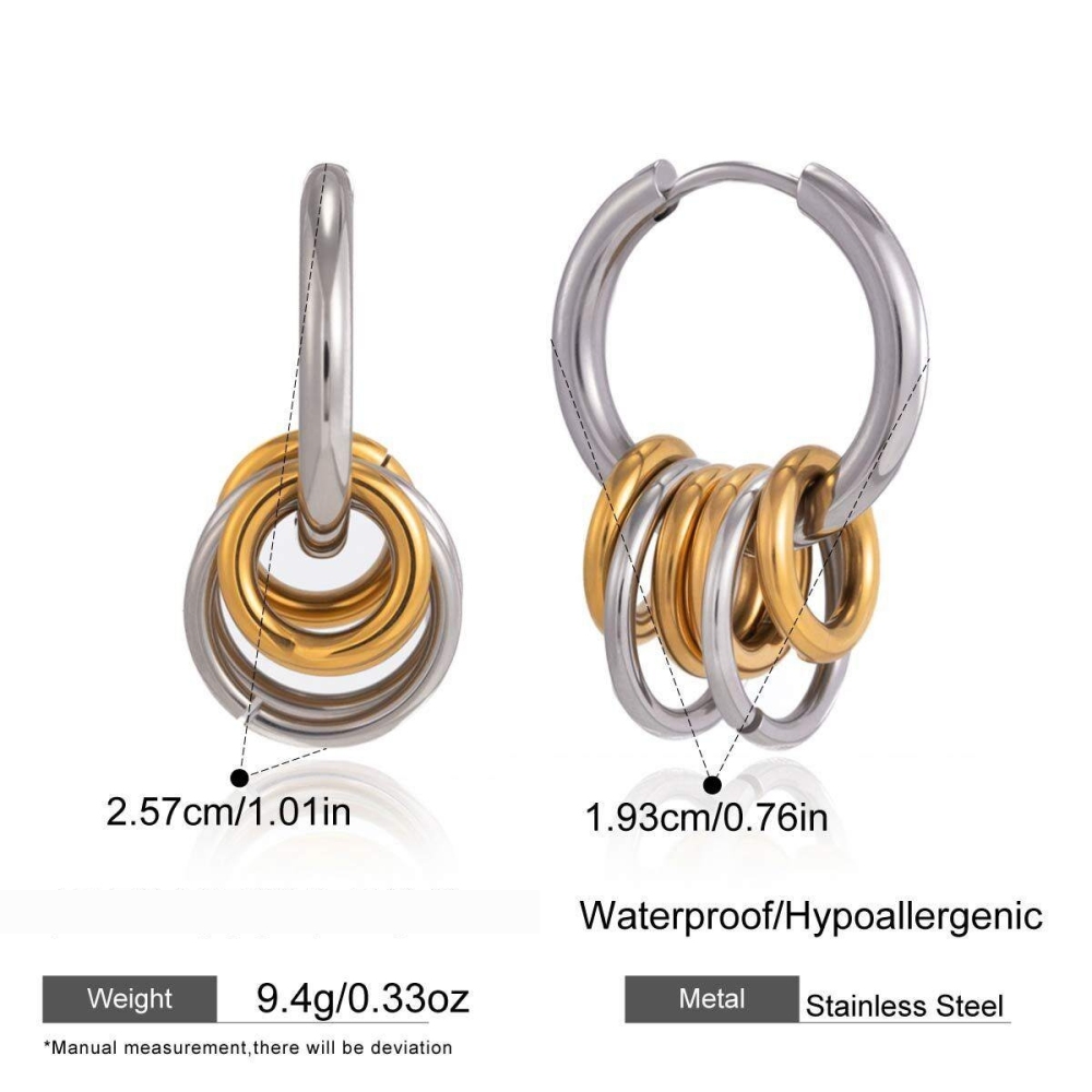 Boucles D'Oreilles Pendantes Pour Femme, Style Cercle Simple, En Acier Inoxydable Doré, Étanches.