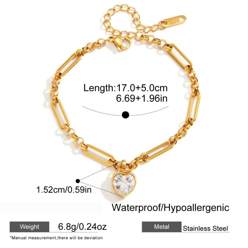 Bracelets À Breloques Pour Femmes, En Acier Inoxydable Doré, Avec Zircon, Forme Géométrique Brillante, Étanches Et Anti-Ternissement Image2