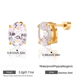 Boucles D'Oreilles Puces Pour Femmes, En Acier Inoxydable Imperméable Et Anti-Ternissement, Forme Zircon Géométrique Quotidien h5 