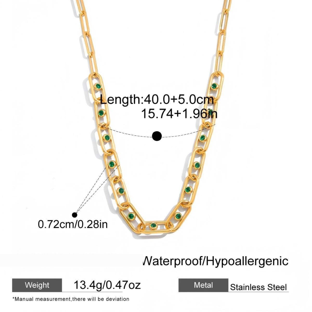 Colliers À Maillons Simples Pour Femmes, En Acier Inoxydable Doré Avec Zircon, Imperméables Et Anti-Ternissement Image2