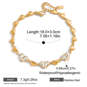 Ensembles De Bijoux Pour Femmes En Acier Inoxydable Poli Brillant En Forme De Cœur, Couleur Or, Imperméables Et Anti-Ternissement h5 Image2