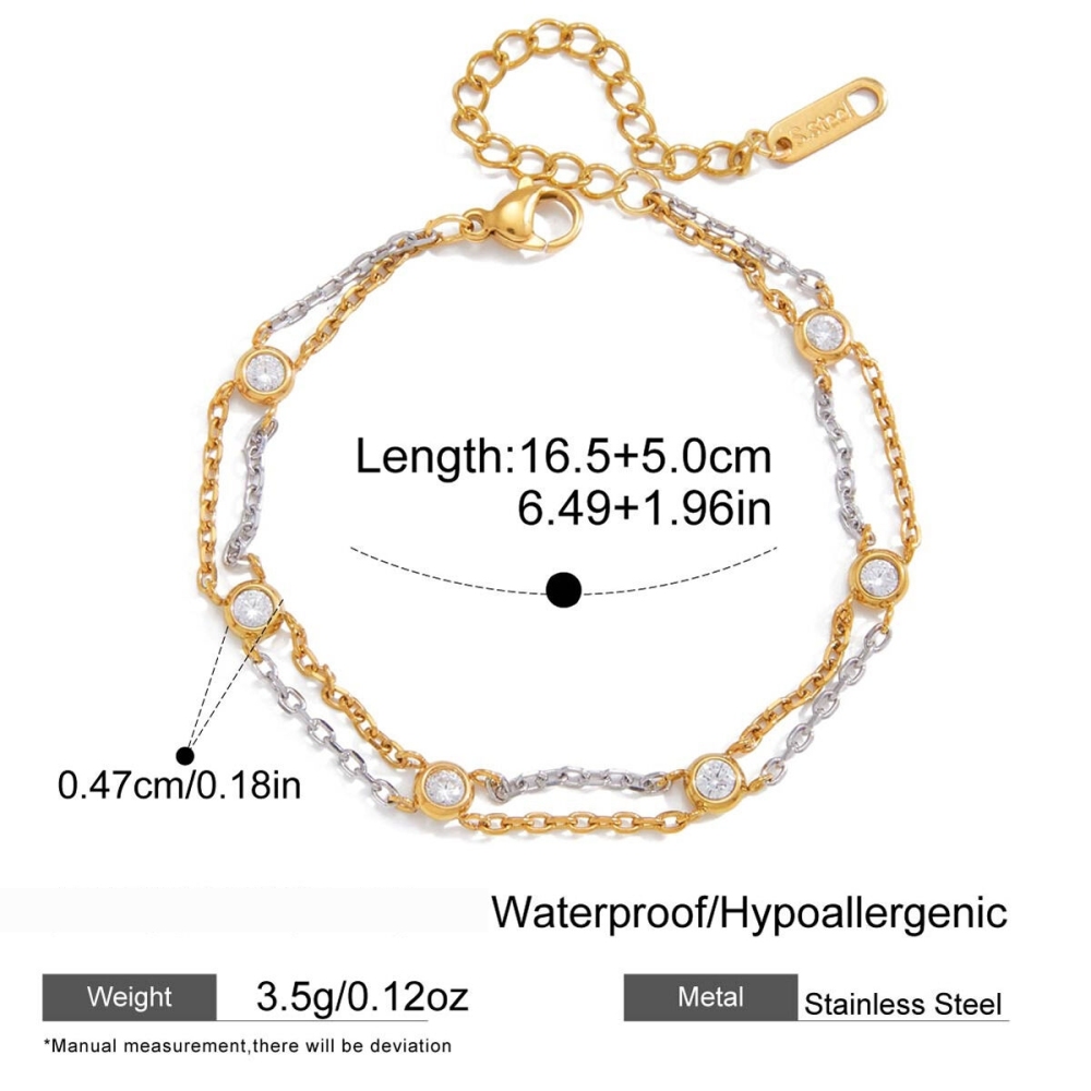 Bracelet Minimaliste Quotidien En Acier Inoxydable Doré, Imperméable Et Anti-Ternissement, Pour Femme. Image2