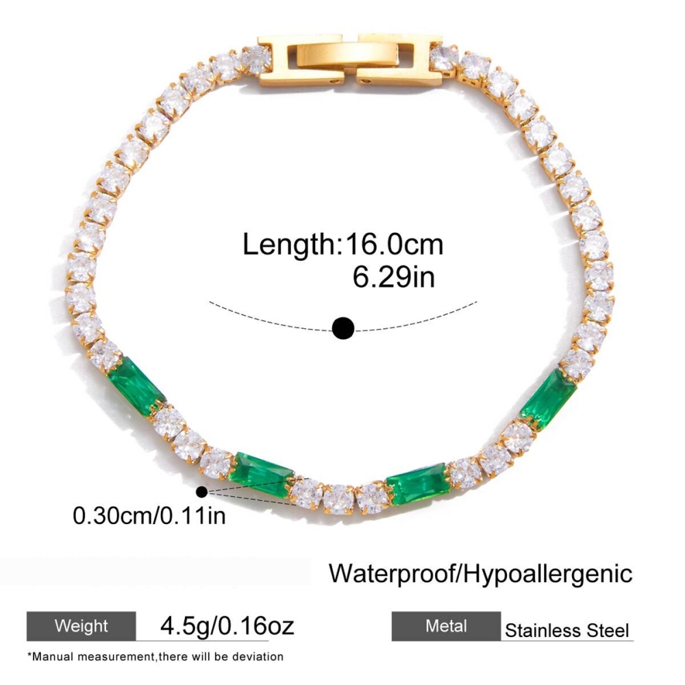 Bracelet À Maillons Rectangulaire Brillant En Acier Inoxydable Doré, Imperméable Et Anti-Ternissement, Pour Femme. Image2