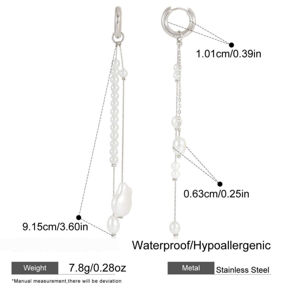 Boucles D'Oreilles Classiques En Perles Soyeuses, En Acier Inoxydable, Imperméables Et Anti-Ternissement, Pour Femmes Image2