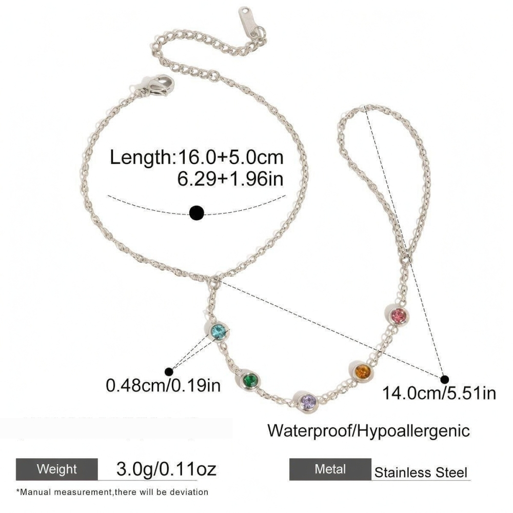 Bracelet De Main Pour Femme Daily Round Zircon, Léger, En Acier Inoxydable, Imperméable Et Anti-Ternissement Image2