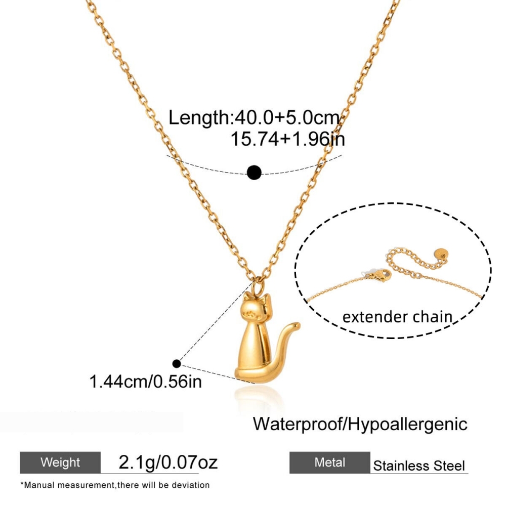 Colliers Pendentifs Pour Femmes, Motif Chaton Et Chiot Mignon, En Acier Inoxydable, Étanches Et Anti-Ternissement, Couleur Or h5Image2